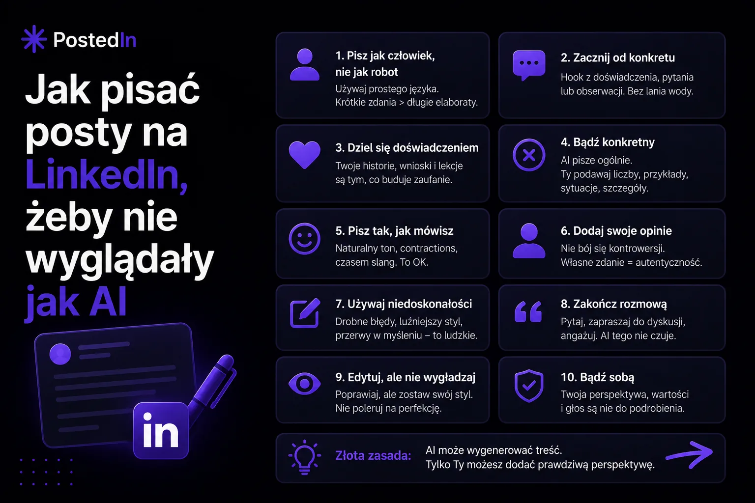 Jak pisać posty na LinkedIn, żeby nie wyglądały jak AI